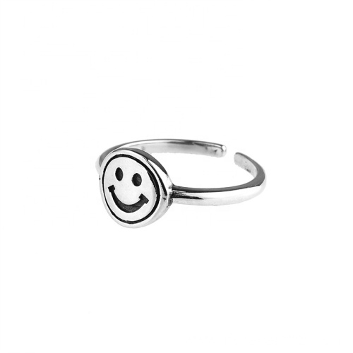 Women 925 Sterling Cute Rings Smiley Face ring